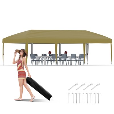 10x30 Pop Up Canopy with 8 Sidewalls-Heavy Duty Tent with Portable Roller Bag-3 Adjustable Height,8 Weight Bags,8 Stakes & 6 Guy Ropes