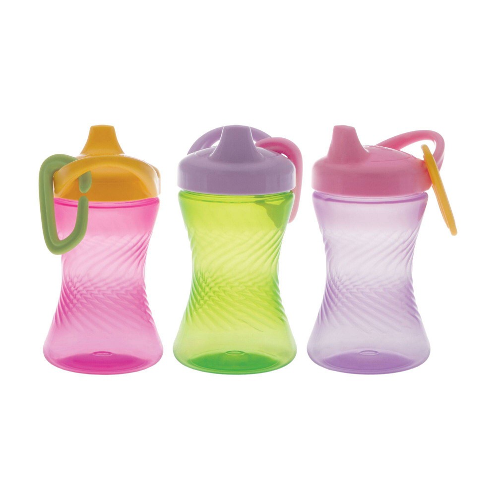 Photos - Glass Nuby 10 fl oz No Spill Hard Spout Cup with Carabiner - Girl 