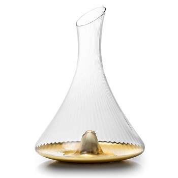 Classic Touch Unique Shaped Decanter with Gold Bottom, 12"H