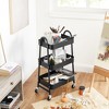 SONGMICS 3-Tier Rolling Cart, Metal Storage Cart, Kitchen Storage Trolley with 2 Brakes and Handles, Utility Cart, Easy Assembly - image 2 of 4