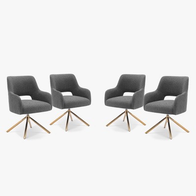 WestinTrends Genevieve Mid-Century Modern Upholstered Boucle Swivel Accent Chair (Set of 4)