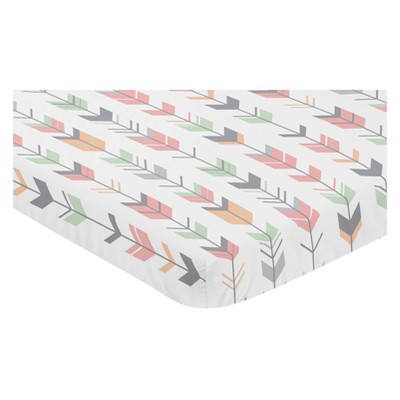 Image of Sweet Jojo Designs Mini Fitted Sheet - Mod Arrow Coral
