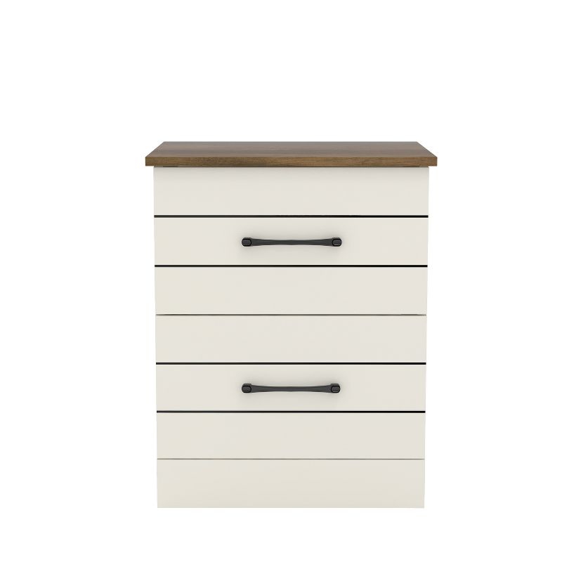 Galano Elis 2 Drawers Nightstand in Ivory with Knotty Oak, Amber Walnut (Set of 2), 3 of 12