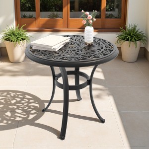 26.77-inch Cast Aluminum Patio Dining Round Table with a 1.88-inch with Umbrella Hole - 1 of 4