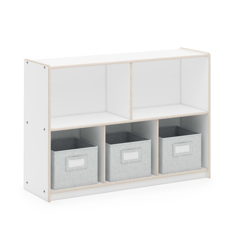 Guidecraft EdQ 2-Shelf 5-Compartment Storage 30": Children's Wooden Organizer, Cube Bookshelf and Bins, Kids Room and School Furniture, 2 of 6