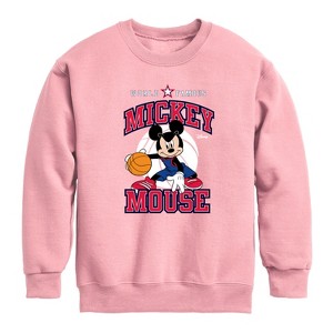 Boys' - Disney - Mickey Basketball Jersey Graphic Long Sleeve Fleece Sweatshirt - 1 of 3