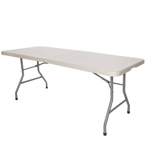 Hampden Furnishings 30"x72" Baldwin Collection Fold-In-Half Table Gray: Portable, Sturdy, No Assembly, 5-Year Warranty - 1 of 4