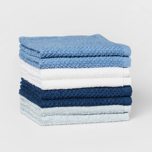 8pc 12x12 Kids' Washcloth Set Blue - Pillowfort™