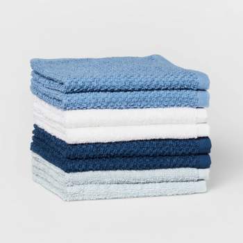 8pc 12"x12" Kids' Washcloth Set Blue - Pillowfort™