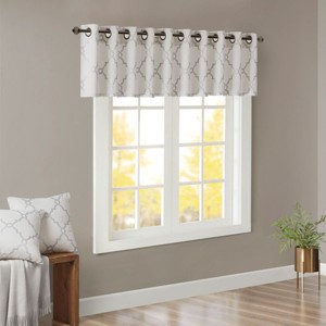 Fretwork Print Grommet Top Window Valance Beige/Gold 50x18" - 1 of 4