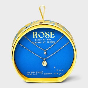 14K Gold Dipped Rose Pendant Multi-Strand Necklace - A New Day™ Gold - 1 of 4