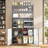 GlasFlength Kitchen Storage Farmhouse Kitchen Pantry Cabinet Freestanding Cupboard Accent Storage Cabinet for Kitchen, Gray, 31.5"*16.53"*73" - 3 of 4