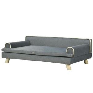 Resenkos Cat Couch, Pet Sofa, Dog Couch Bed,Dog Sofa, Large Dog Couch with Washable Cover, Wooden Legs, Gray Grey - 1 of 4