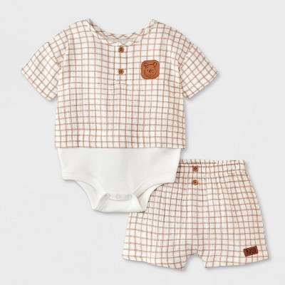 Image of Baby Boys' Disney Winnie the Pooh 2pc Top and Bottom Shorts Set - White 12M
