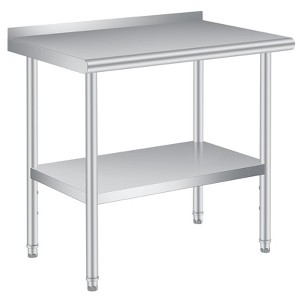 GustoWave Stainless Steel Table, Heavy Duty Commercial Work & Prep Table with Adjustable Undershelf, Backsplash for Kitchen - 1 of 4