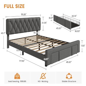 Velvet Platform Bed Frame with Storage Drawers, Full/Queen/King size, Mattress Foundation with Solid Wooden Slats Support, No Box Spring Needed - 1 of 4