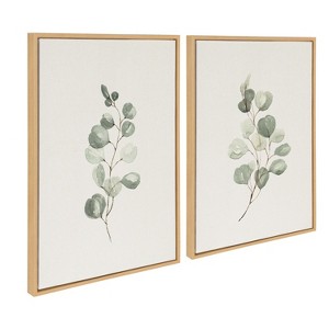 Kate and Laurel Sylvie Eucalyptus Framed Canvas Set by Maja Mitrovic of Makes My Day Happy, 2 Piece 23x33, Natural - 1 of 4