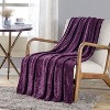 Plazatex Dama Embossed Decorative Super Soft Throw Blanket for Sleep/Decor 2 Pack 50" x 60" Plum - 2 of 4