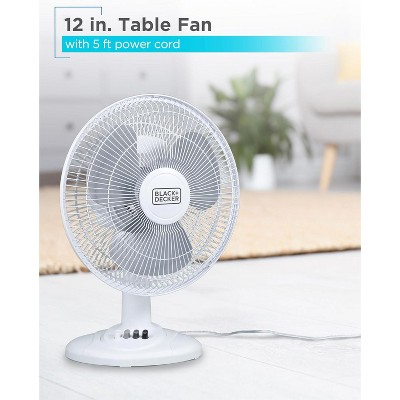 12 in. 3 Fan Speed Settings, Oscillating Portable Fan in White with Adjustable Tilt