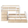 PAGED Full Size Loft Bed Simple Modern Metal Bed Frame with Desk, 3 Linen Drawers, LED and Guardrail for Bedroom - 3 of 4