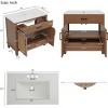 Modern Rattan Bathroom Vanity with Ceramic Sink, Wood Legs Freestanding Bathroom Cabinet for Bathroom-Maison Boucle - 4 of 4