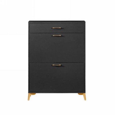 Shoe Storage Organizer Freestanding 8 Pair Storage Organizer with 2 Flip Door for Entryway Hallway Bedroom 32 x 10 x 43in