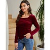 WhizMax Off The Shoulder Tops for Women Plus Size Cross Wrap Velvet Tee Shirt Blouse - 2 of 4