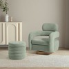 WestinTrends Alexandria Mid-Century Modern Faux Shearling Swivel Barrel Accent Chair With Storage Ottoman - 2 of 4