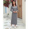Pullover Zipper Neckline (Front Pocket) Hooded Sweatshirt Side Slit Dress (Long Skirt) (Us) Missky Normal Shoulder Long Sleeve - 2 of 4