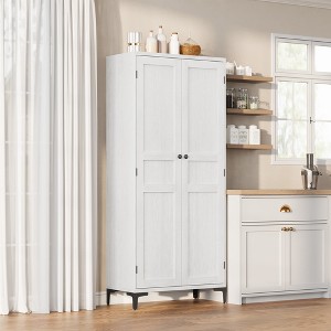 Tall Kitchen Pantry Cabinet, 5 Tier Food Storage Cabinet with 2 Doors and Adjustable Shelves for Kitchen, Dining Room, Bathroom - 1 of 4
