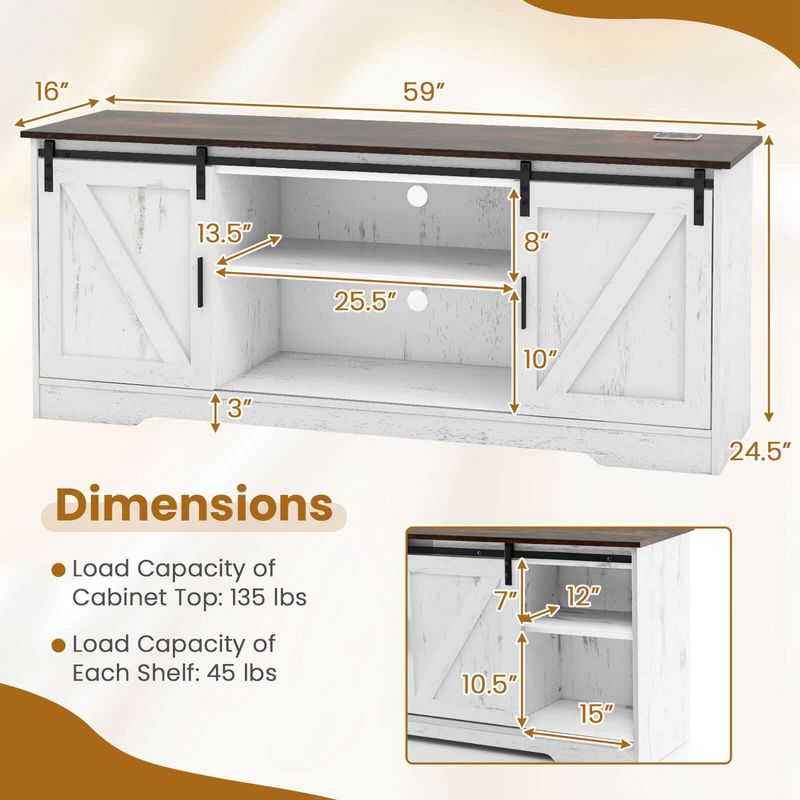 Costway TV Stand for 65” TVs with LED Lights Adjustable Brightness Human Induction, 4 of 11