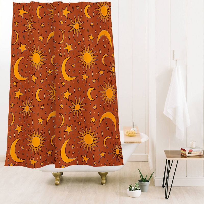 Vintage Star and Sun Shower Curtain Rust - Deny Designs, 3 of 4