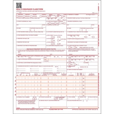 TFP CMS-1500 Health Insurance Claim Form; Laser-Cut Sheet 116719