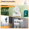 Vanity Desk with Mirror & Lights, Wood Makeup Dressing Table with Oval Mirror & Stool,Modern Bedroom Dressing Table with 5 Large Drawers for Women - 4 of 4