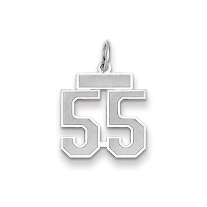 Black Bow Jewelry 14k White Gold, Jersey Collection, Small Number 55 Pendant - 1 of 2