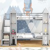 Twin Over Twin Castle-shaped Bunk Bed with Wardrobe and Multiple Storage - 3 of 4
