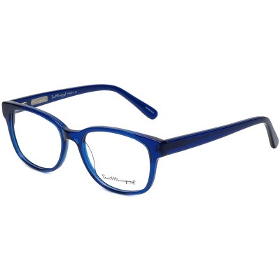 Ernest Hemingway H4674 50mm Unisex Acetate Oval Designer Eyeglasses OR Blue Light Filter OR Reading Glasses in Cobalt Dark Blue