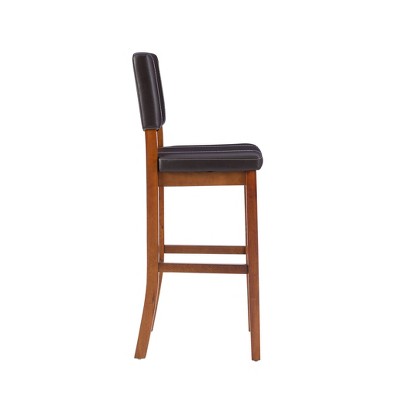 Milano Chestnut Hardwood 46'' Barstool with Dark Brown Faux Leather Seat