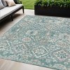 Pale Aqua And Copper Floral Medallion Washable Indoor Outdoor Area Rug - 2 of 4
