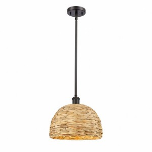Innovations Lighting Woven Ratan 1 - Light Pendant in  Oiled Brass - 1 of 1