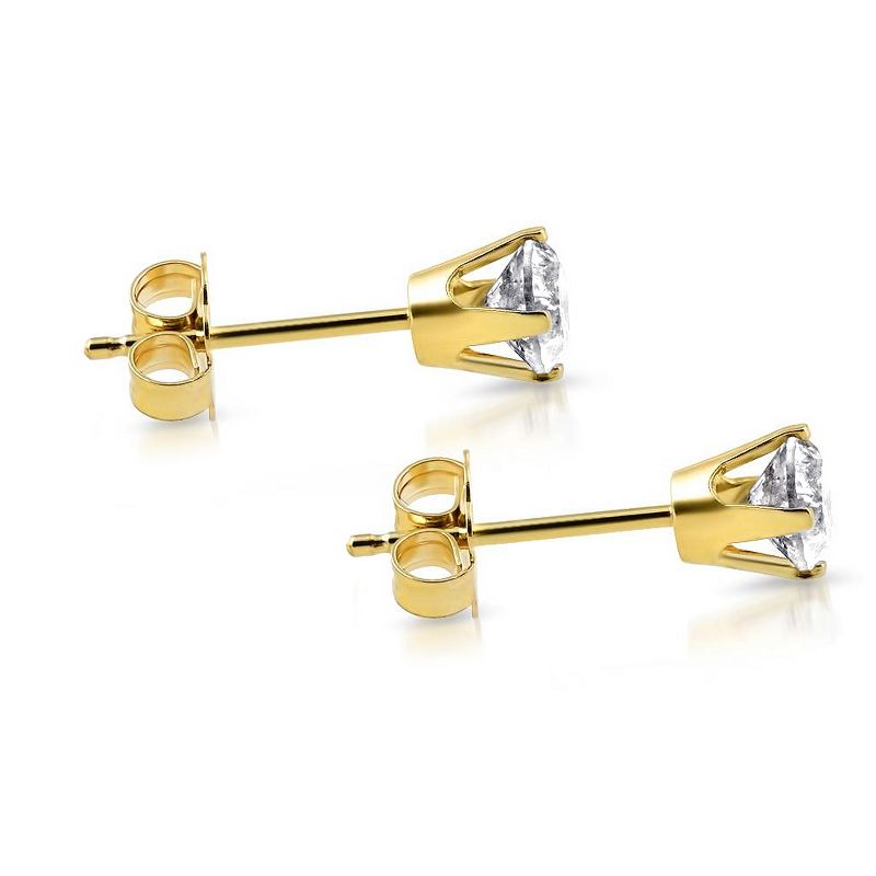 Pompeii3 1/2Ct Round Brilliant Cut Diamond Stud Earrings in 14K Gold Classic, 3 of 6