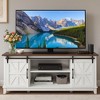 66" Farmhouse TV Stand for 75" TVs, Media Console with Sliding Barn Doors, Adjustable Shelf & Charging Station - 2 of 4