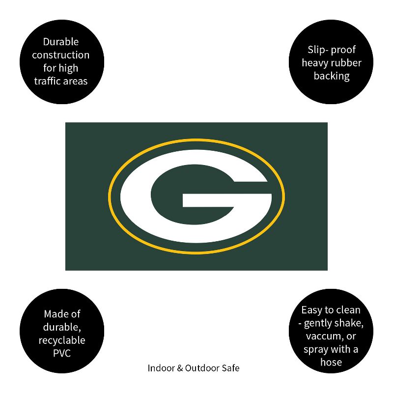 Evergreen Full Color PVC Mat, 16" x 28", Green Bay Packers Indoor and Outdoor Home Decor, 4 of 7