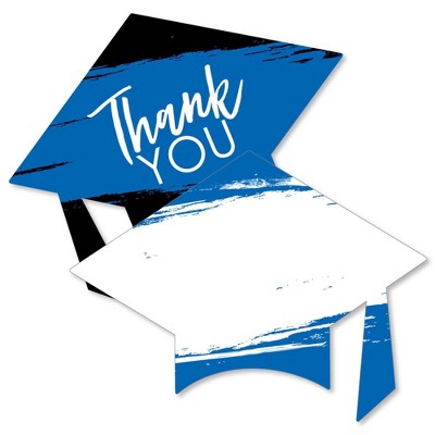 Big Dot of Happiness Blue Grad - Best is Yet to Come - Shaped Thank You Cards - Royal Blue Grad Party Thank You Note Cards with Envelopes - Set of 12