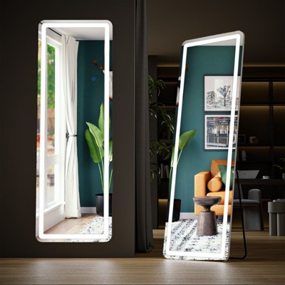 SMUG Full Length Mirror With 3-Color LED Lights & Dimming – 3 Mounting Options (Floor/Wall/Hanging)