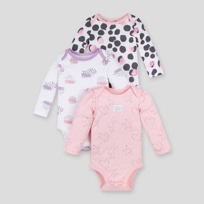 Image of Lamaze Baby Girls' 3pk Printed Organic Cotton Bodysuit - Pink 3M