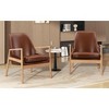Akoasm Modern PU Leather Solid Wood Frame Soft Accent Barrel Sofa & Armchair With High Back For Living Room, Office & Bedroom Set of 2 - 4 of 4