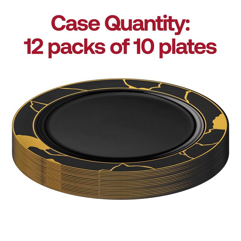 Smarty Had A Party 10" Black with Gold Marble Disposable Plastic Dinner Plates (120 Plates), 3 of 7