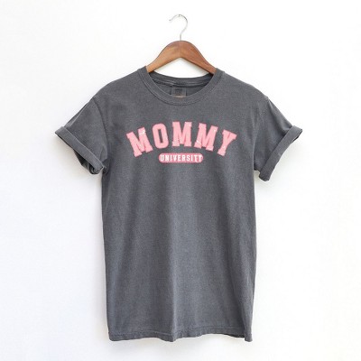 Simply Sage Market Women's Varsity Mommy University Short Sleeve Garment Dyed Tee