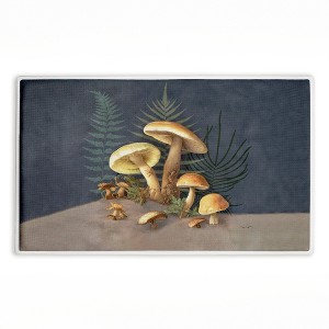 Stupell Industries Mushrooms & Ferns on Blue Printed Plush Bathroom Floor Mat, design by Tim Coffey - 1 of 4